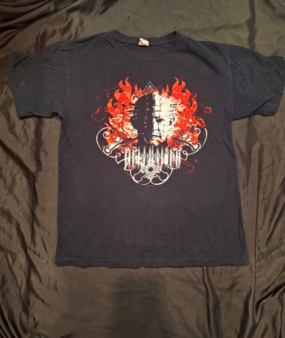 Hellraiser Pinhead Graphic Print Black Cotton Crew Neck Men's T-Shirt S